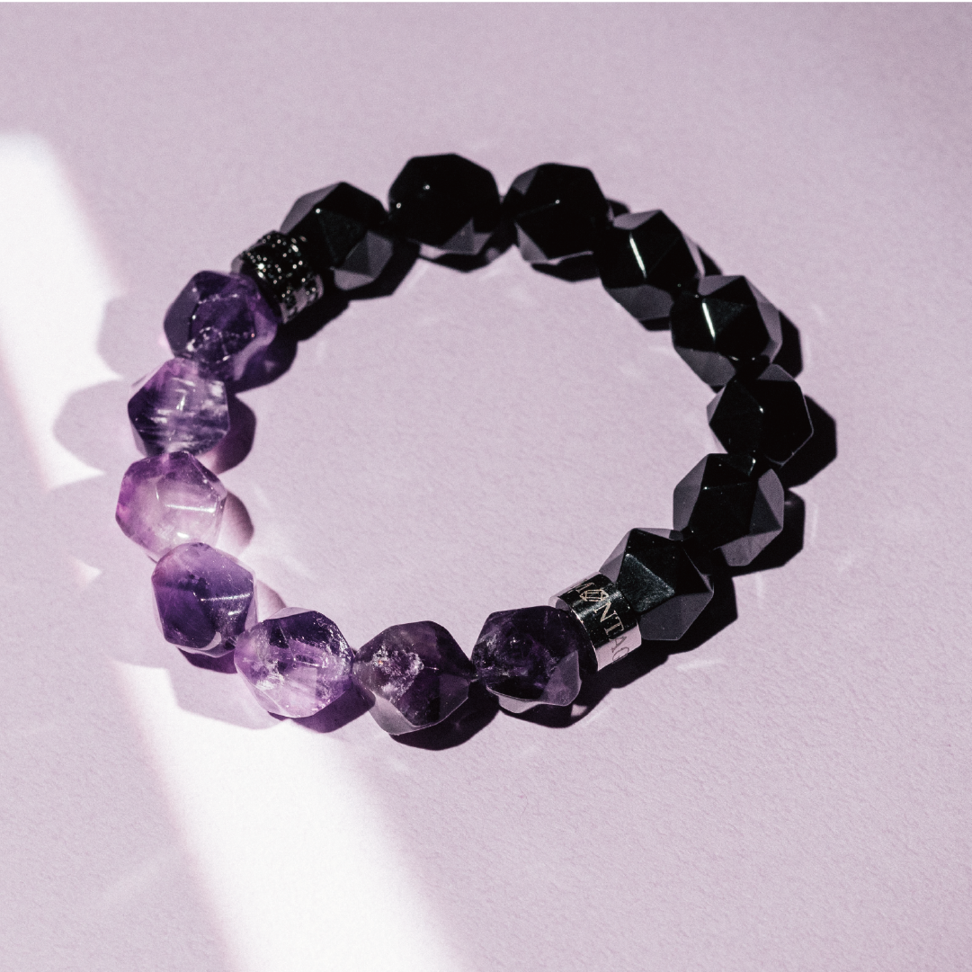 HALF|黑曜石X紫水晶切角手鍊