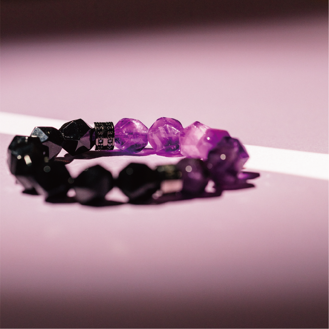 HALF|黑曜石X紫水晶切角手鍊