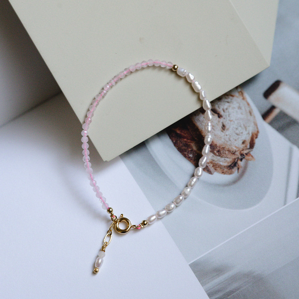 Hutt Lagoon|粉紅海|粉水晶。珍珠手鍊
