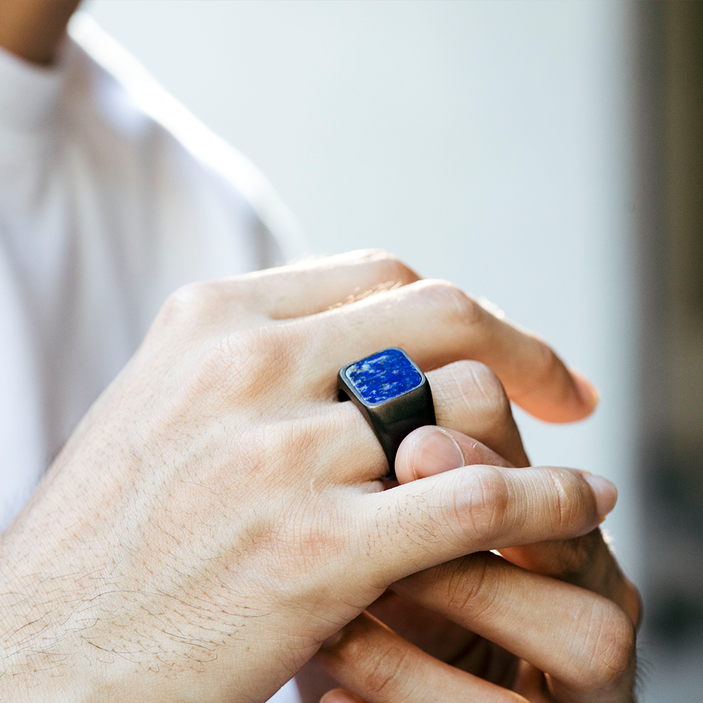 Nouvelle|方面青金石戒指(黑色)