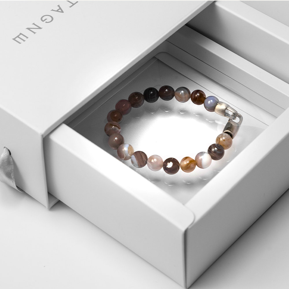 Smoky Aura Bracelet|黝光|冰曜石。銀曜石