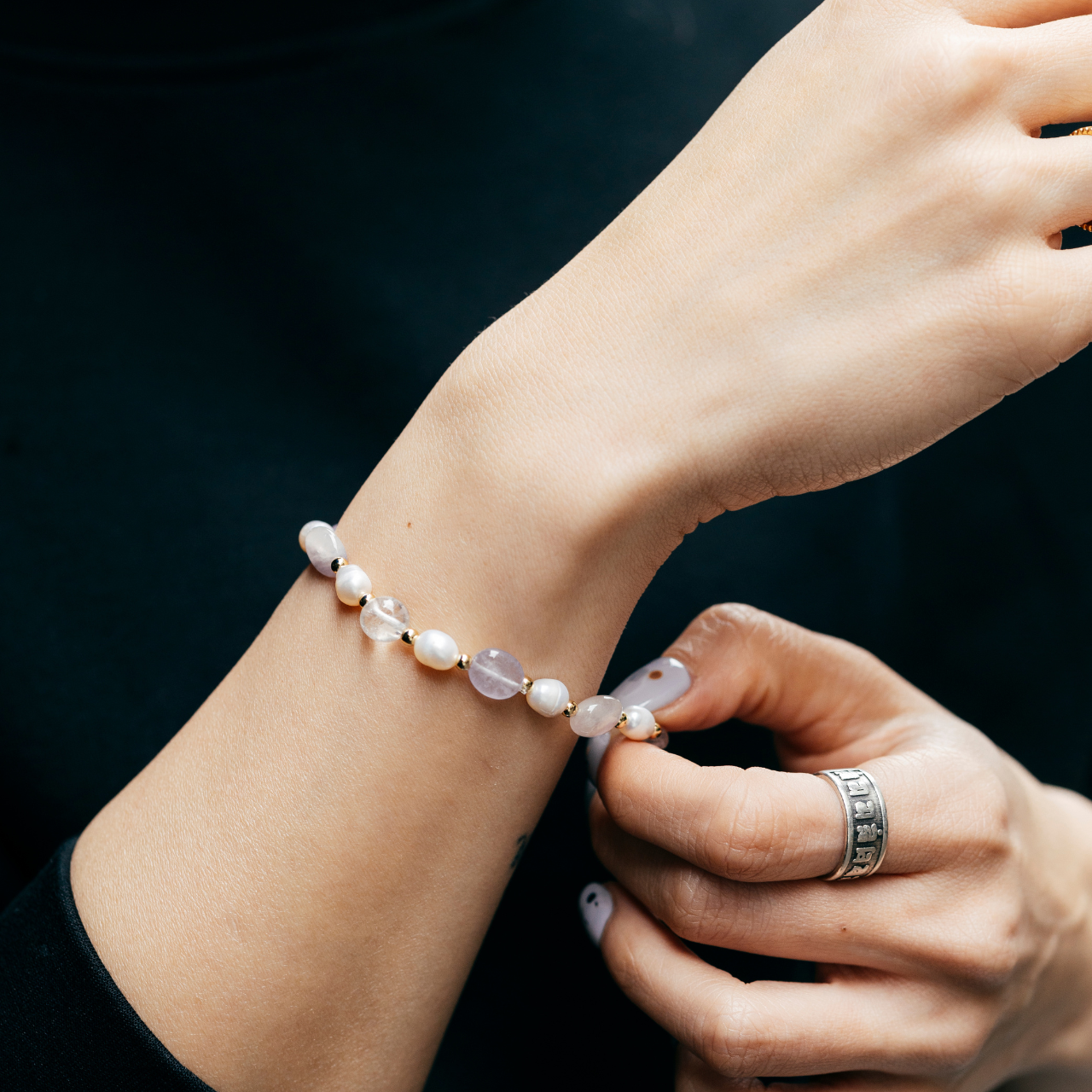 Pearl丨紫水晶手鍊丨彈力繩款