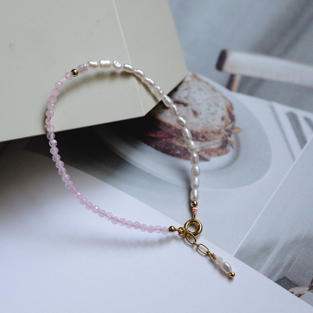 Hutt Lagoon|粉紅海|粉水晶。珍珠手鍊