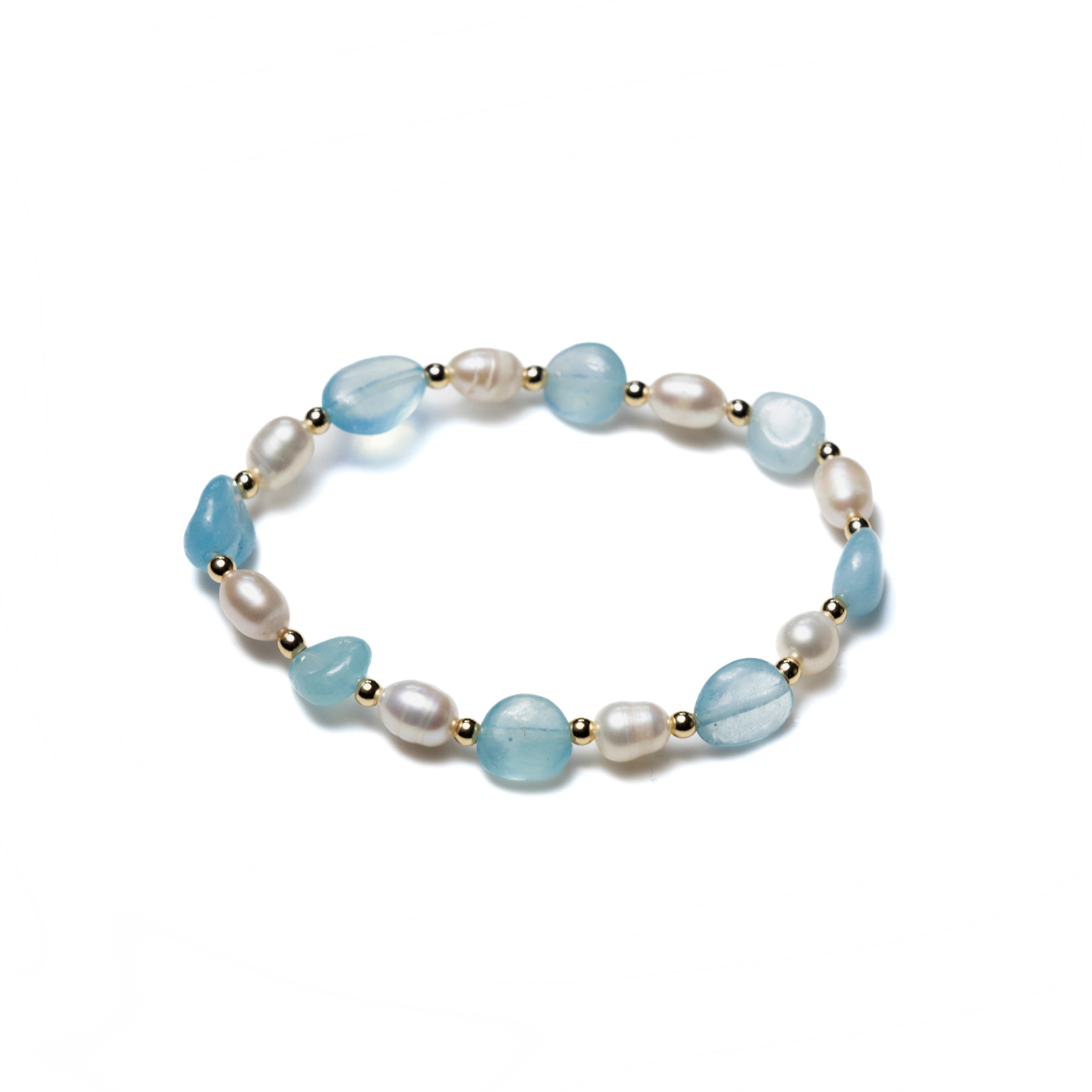 Pearl|海藍寶手鍊|彈力繩款