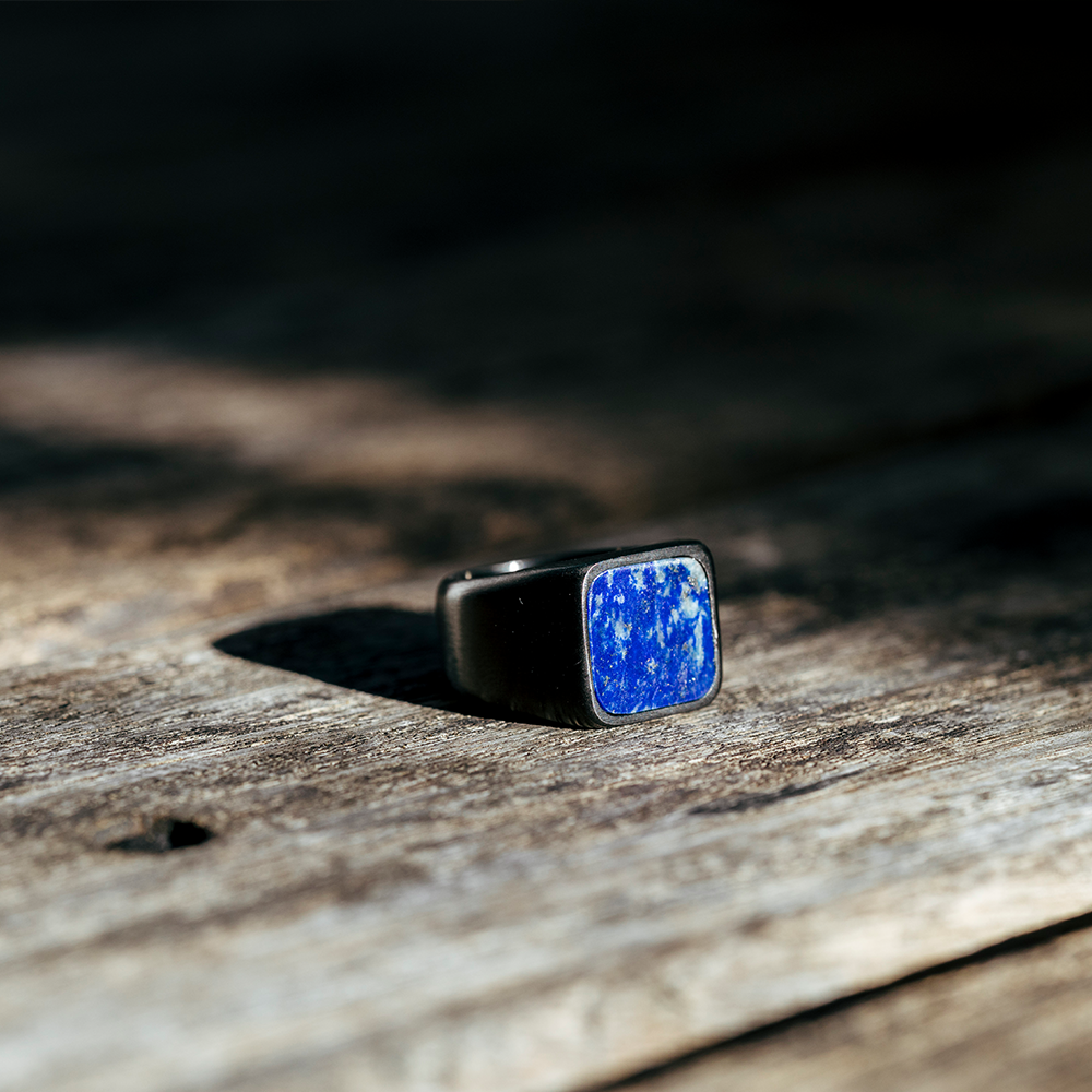 Nouvelle|方面青金石戒指(黑色)