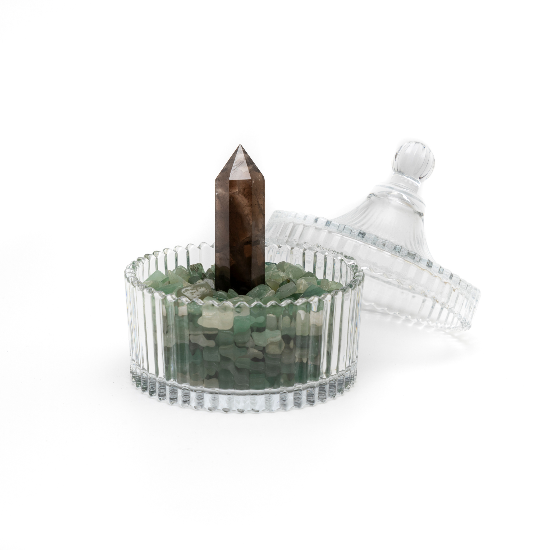 聚寶|水晶消磁、聚寶盆|綠東陵|贈茶水晶柱或粉晶愛心