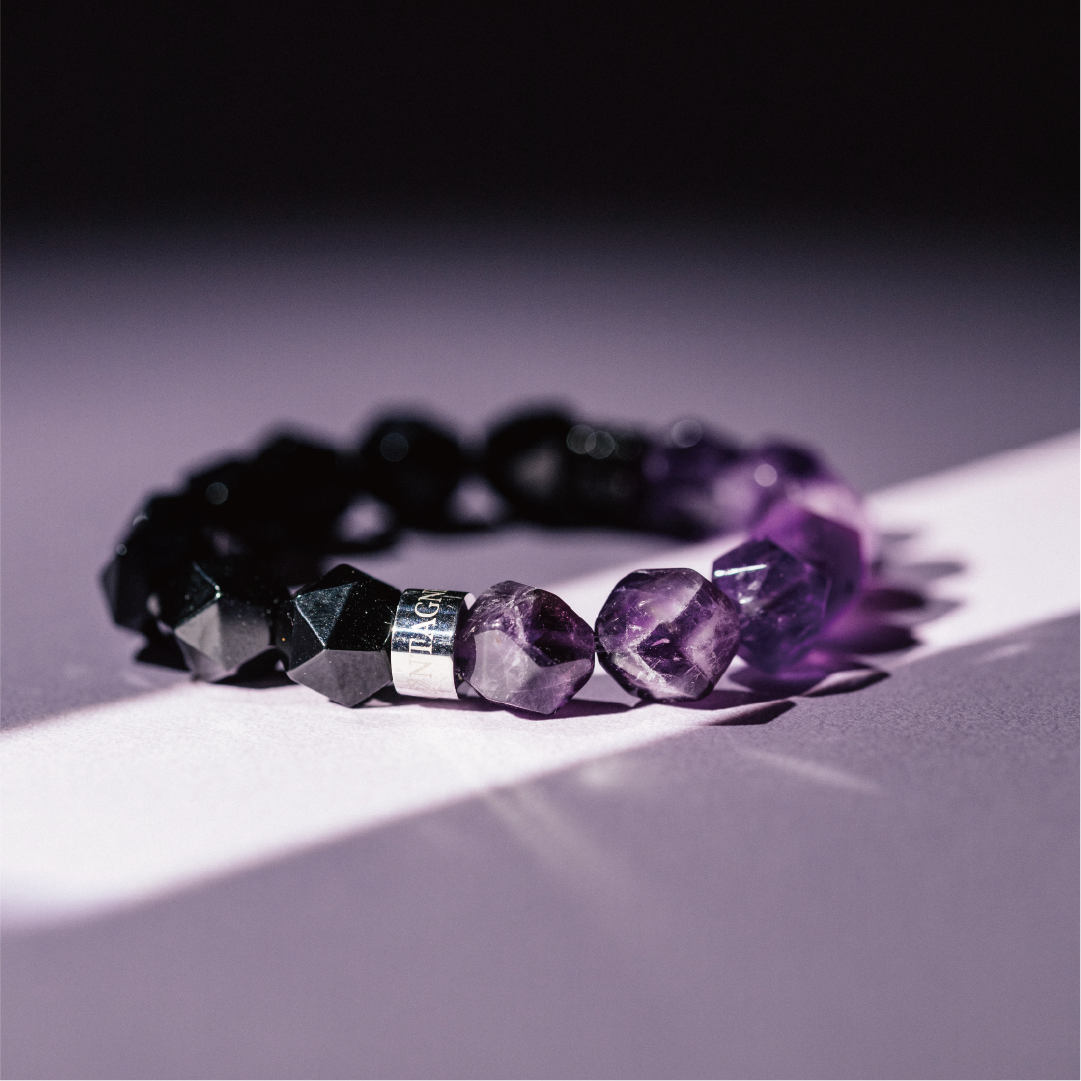 HALF|黑曜石X紫水晶切角手鍊