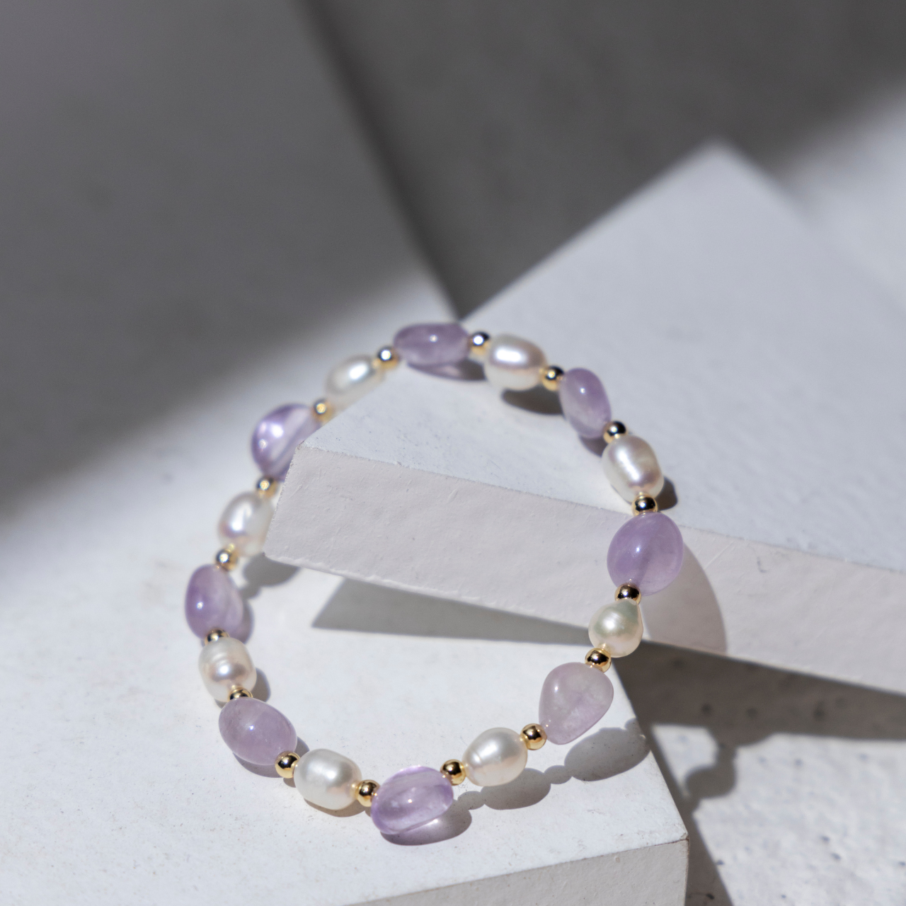 Pearl丨紫水晶手鍊丨彈力繩款