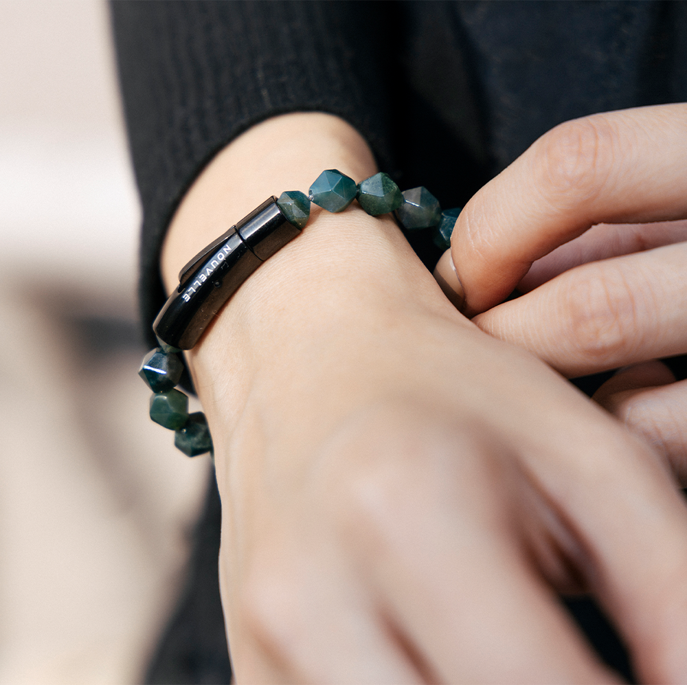 Nouvelle|SnapEase|切角水草瑪瑙手鏈