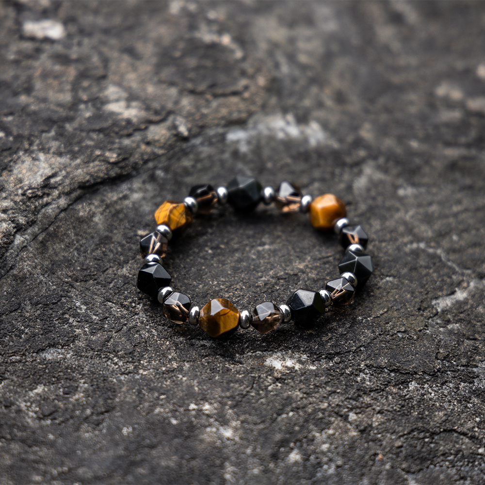 Empowerment |虎眼石。茶水晶。黑曜石|彈力繩款