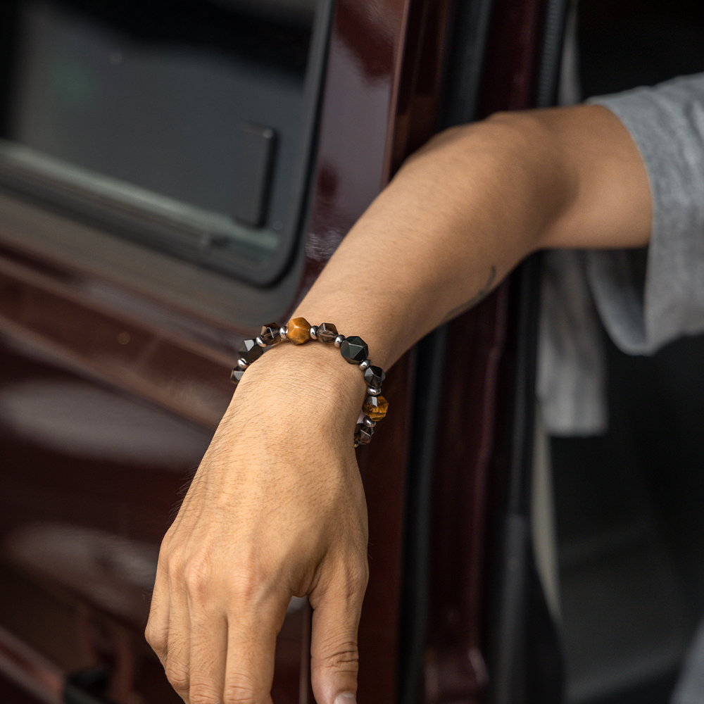 Empowerment |虎眼石。茶水晶。黑曜石|彈力繩款