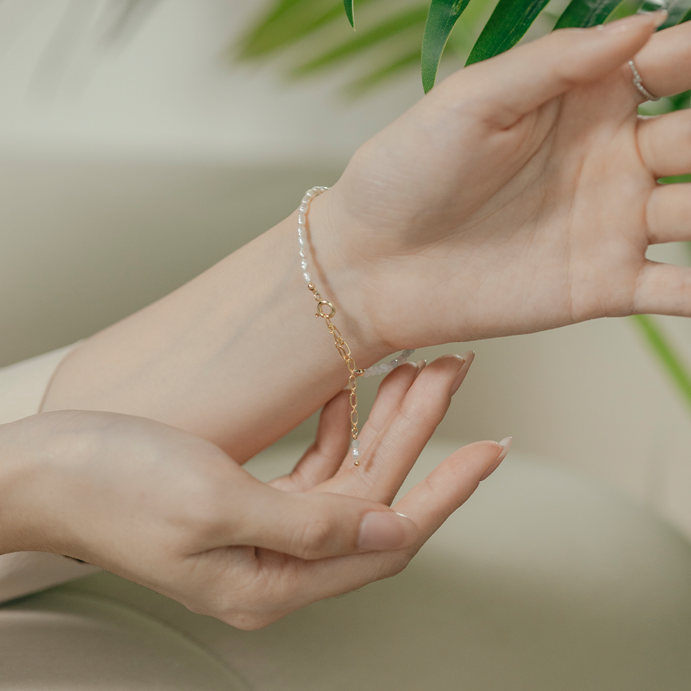 Pearl Ocean|海洋輕舞|海藍寶。珍珠手鍊