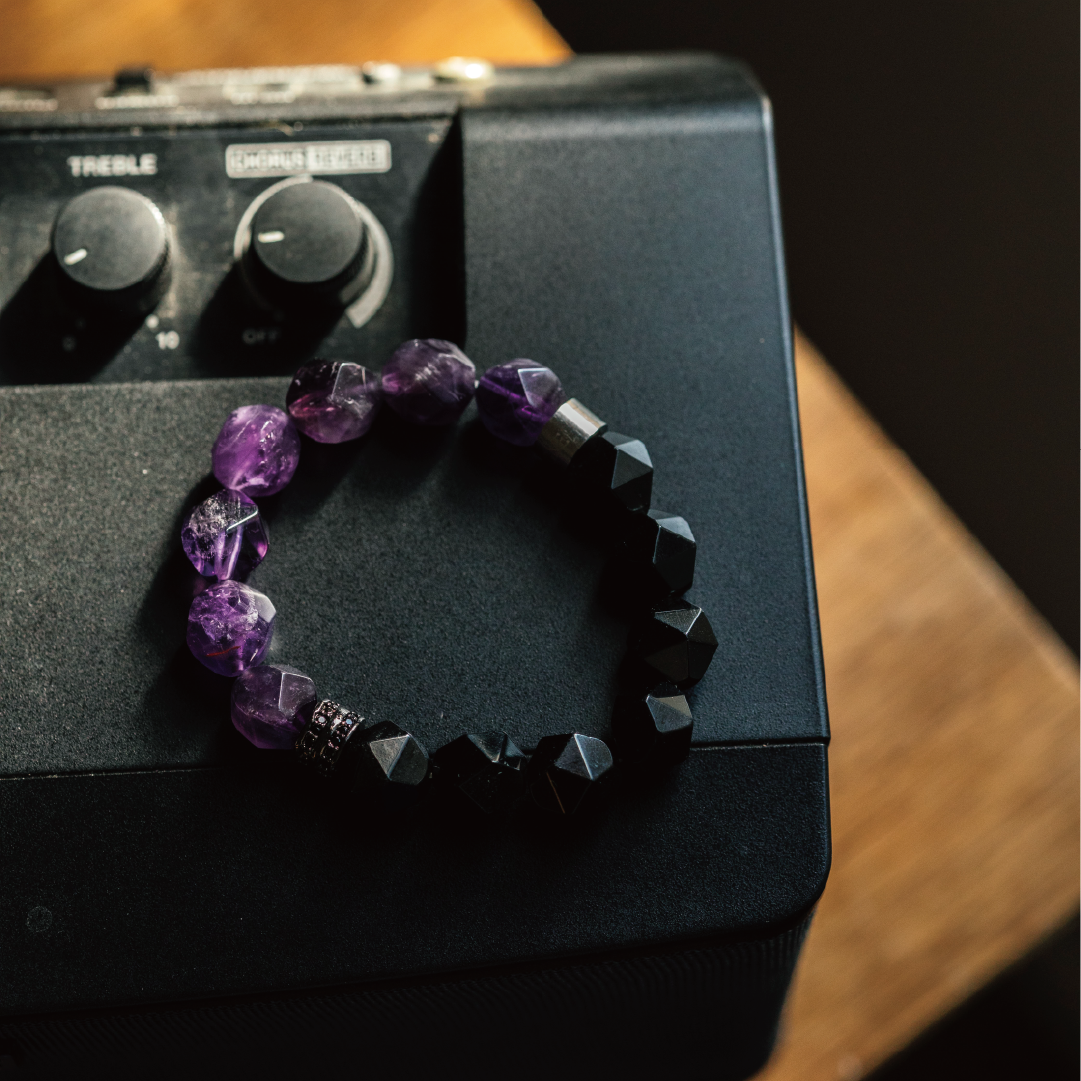 HALF|黑曜石X紫水晶切角手鍊