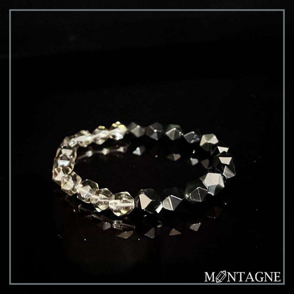 HALF|黑曜石X茶水晶切角手鍊(男女款)