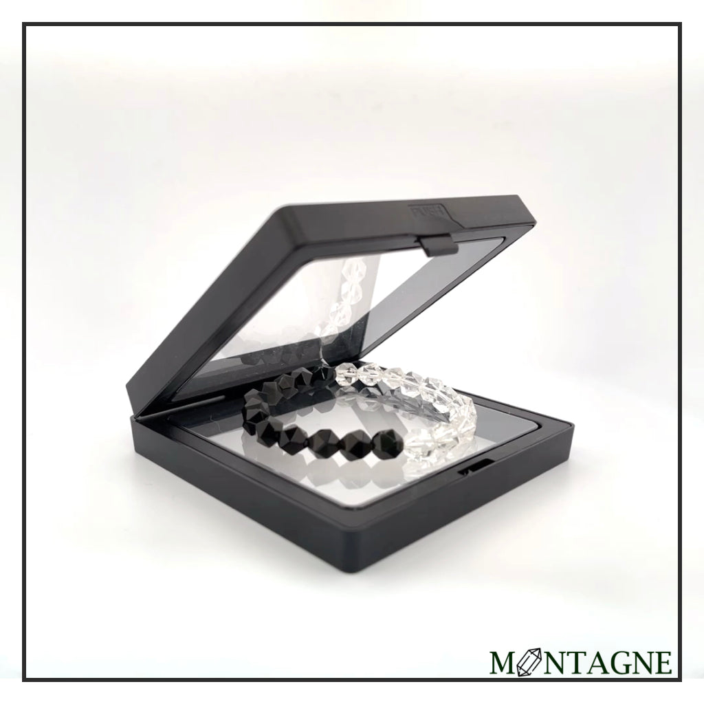 HALF|黑曜石X白水晶切角手鍊(男女款)