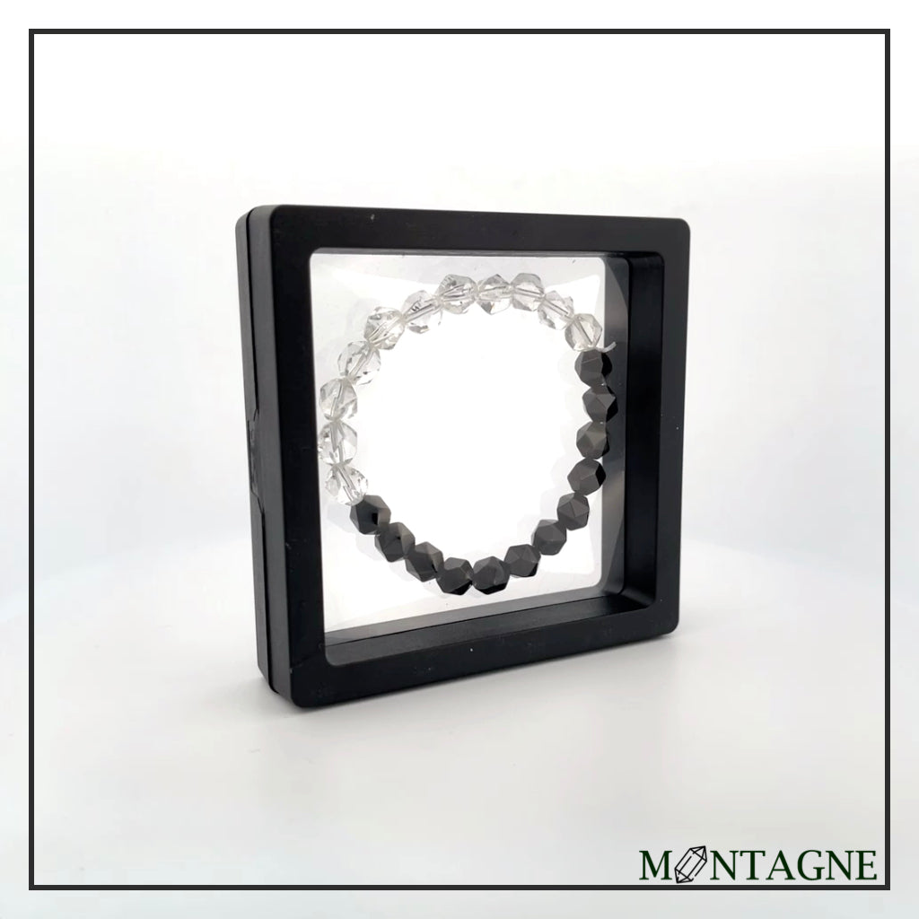 HALF|黑曜石X白水晶切角手鍊(男女款)