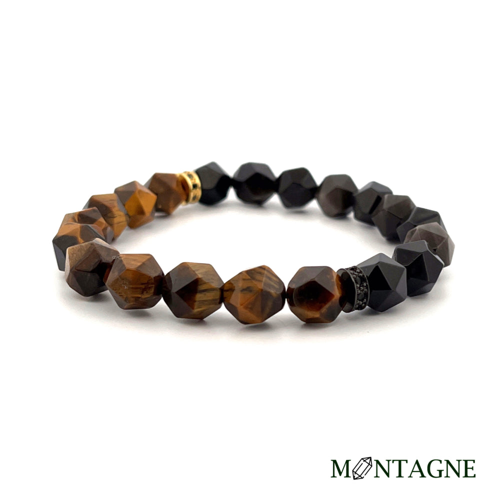 HALF|銀曜石X虎眼石切角手鍊(男女款)