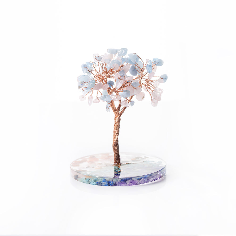 感情樹|海藍寶。粉水晶