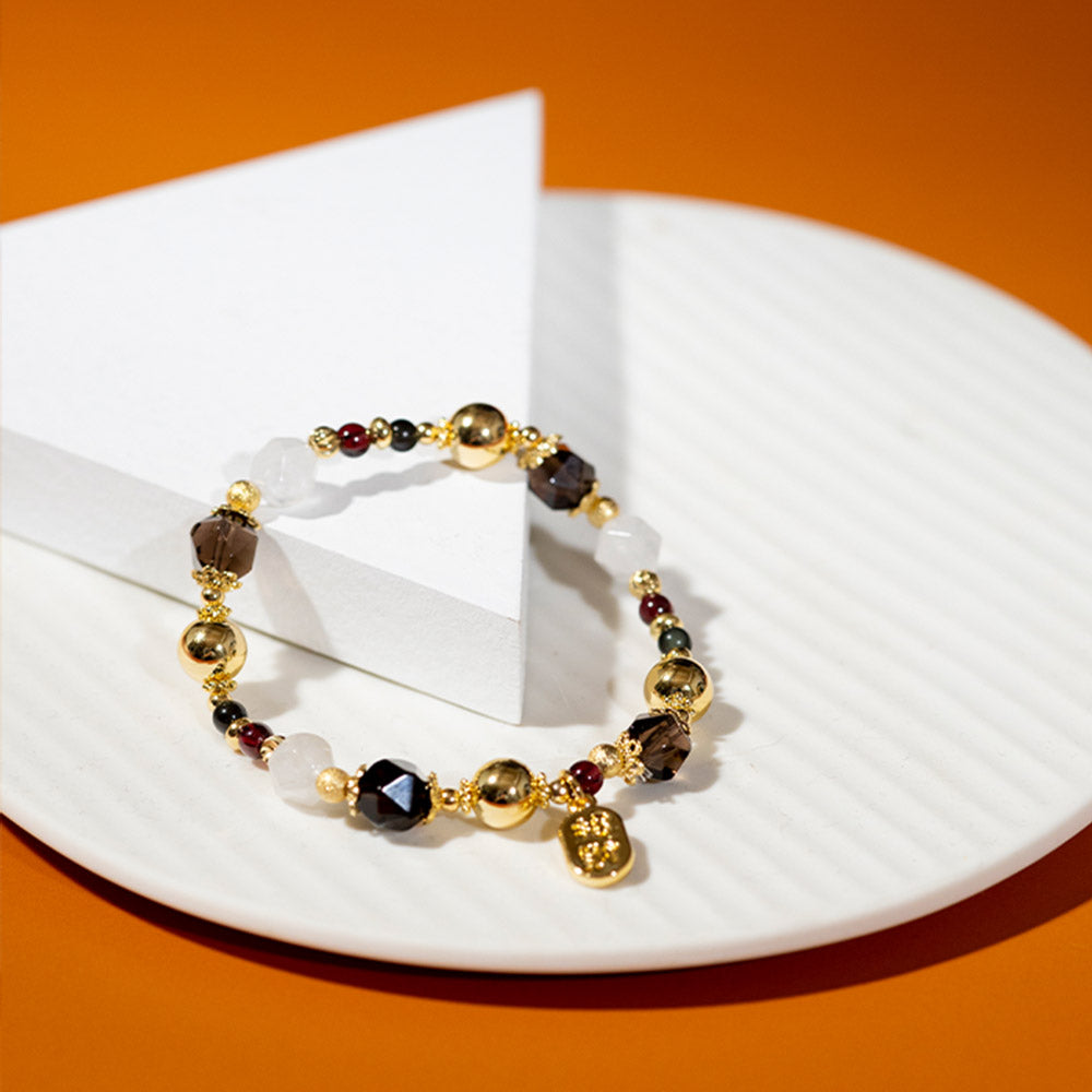 納福限定款|白水晶X茶水晶X紅石榴