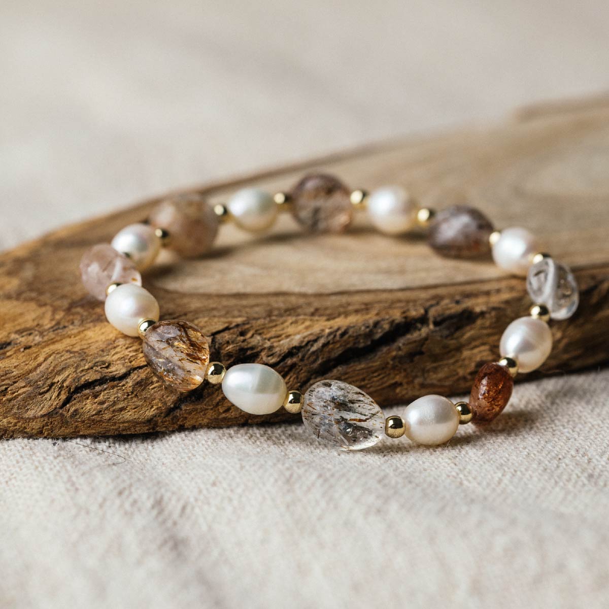 PEARL｜黑金超七手鏈｜彈力繩款