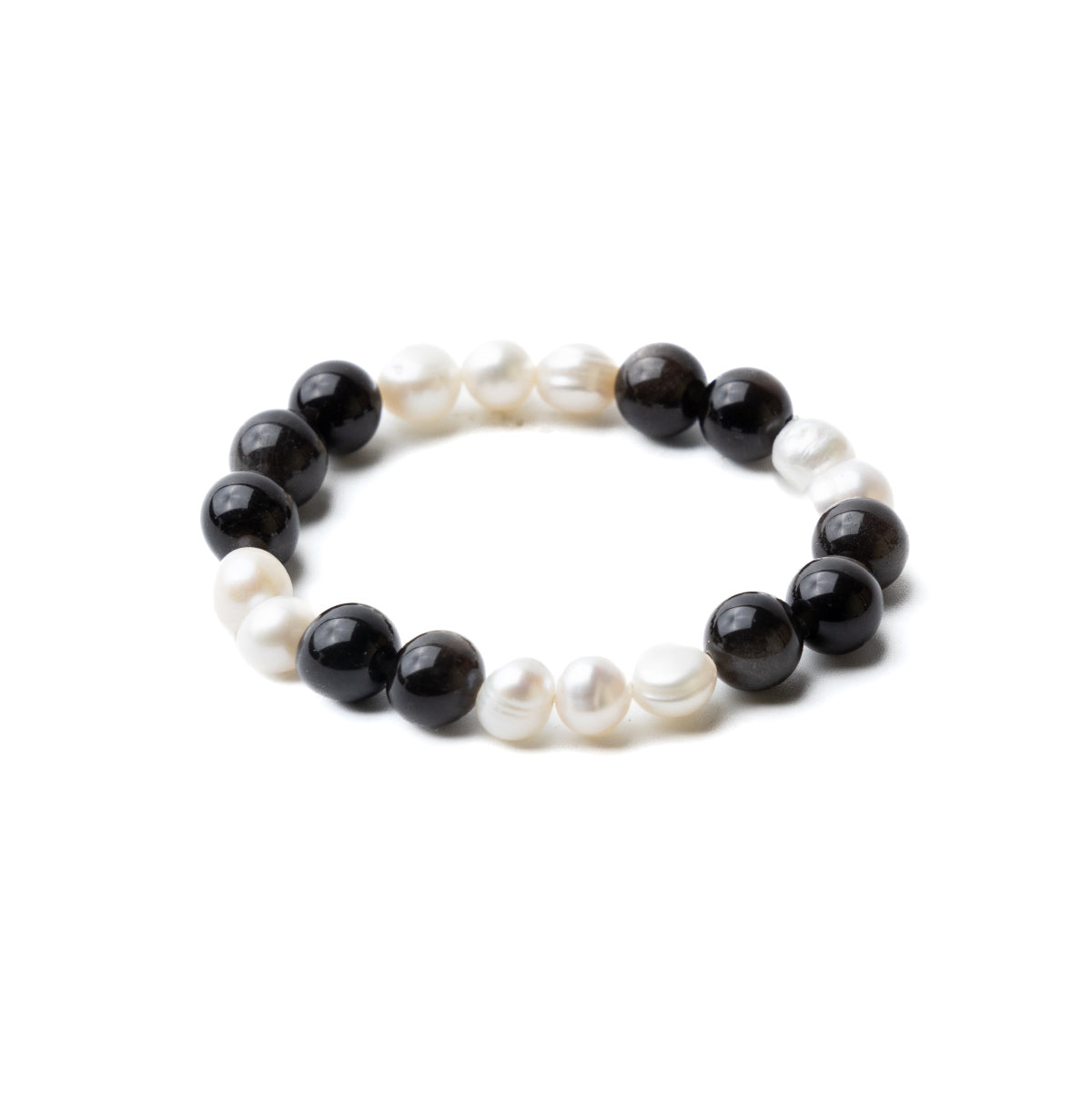 銀曜石珍珠手鍊-防小人水晶