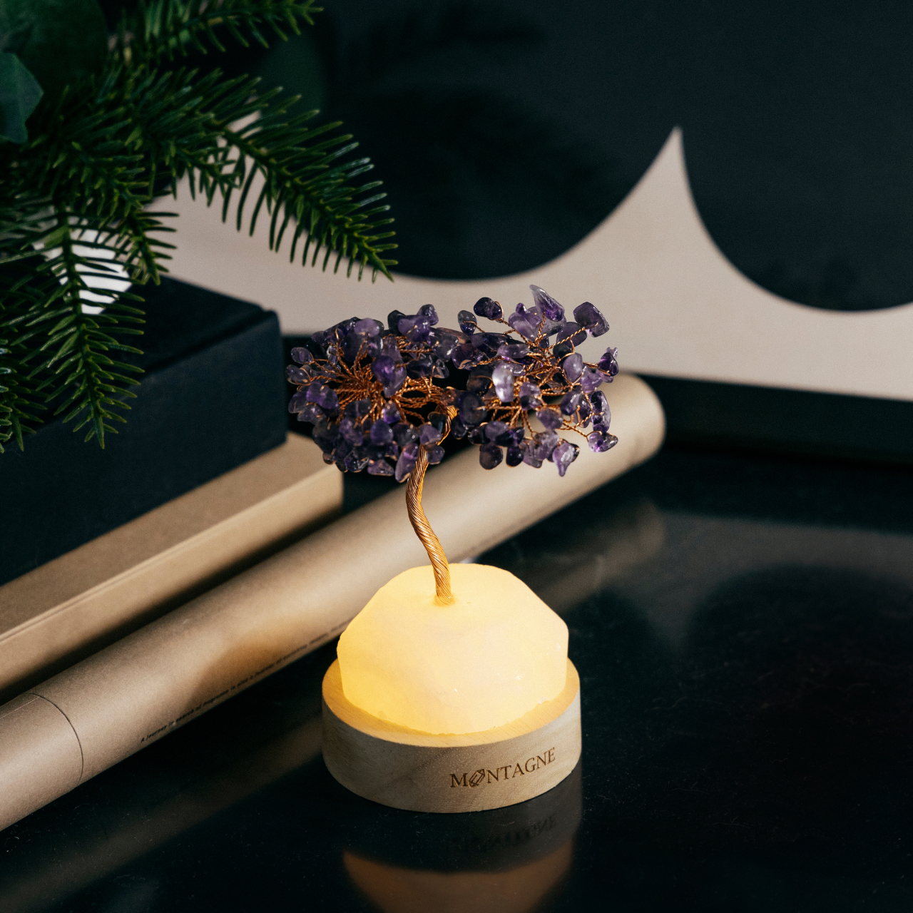 原礦水晶樹｜Treasure Tree丨白水晶。紫水晶丨守護。平衡
