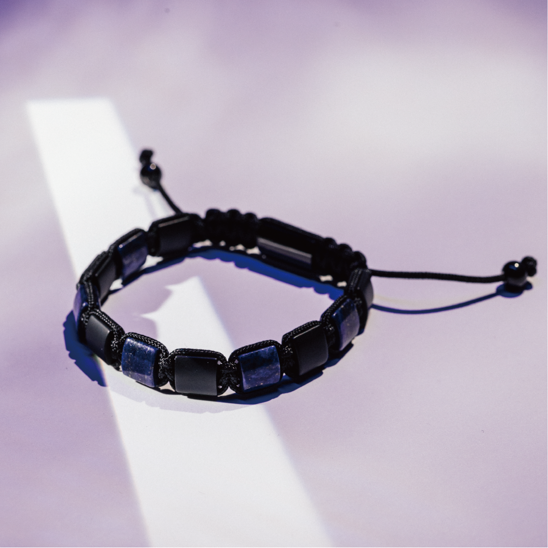 Nouvelle｜Azure Radiance｜青金石。黑瑪瑙手鏈