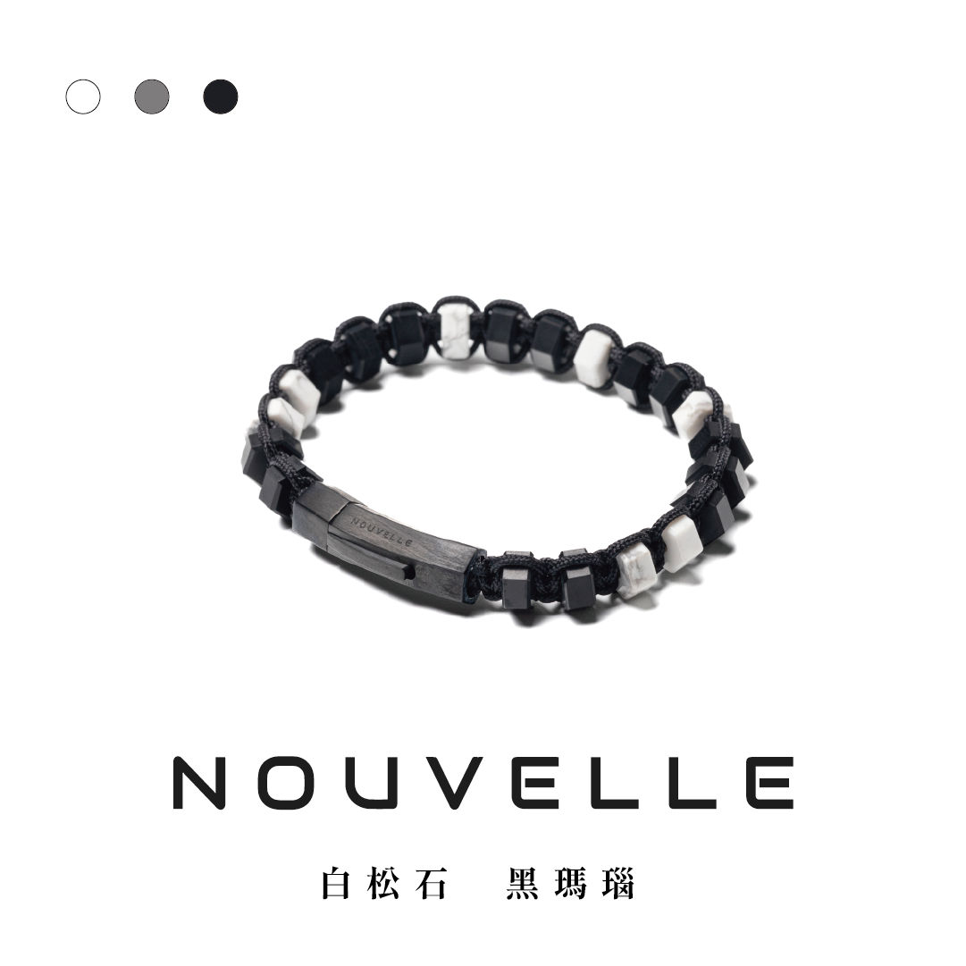 Nouvelle｜R.A.M. 白松石。黑瑪瑙手鏈
