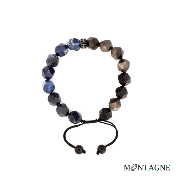編織｜藍紋石Ｘ銀(黑)曜石手鍊– Montagne de Pierre